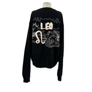 Good American Boyfriend Pullover Sweatshirt Leo Zodiac‎ Sign Black Size 3 Large thumbnail 8