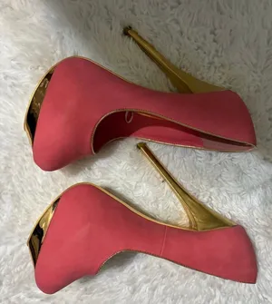 Shiekh Pink and Gold Stiletto Platform Pumps thumbnail 1