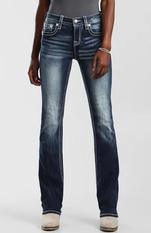 Miss Me Loose Saddle Stitch Border Bootcut Jeans Size 29 thumbnail 1