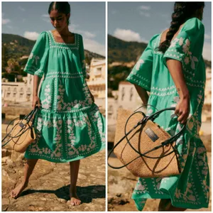 Sézane Sabine Dress Ecru Green thumbnail 2