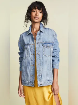 Free People Studded Denim Trucker Jacket $148 MSRP thumbnail 2