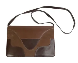 Brown Faux Leather & Suede Patchwork Front Shoulder Purse Bag thumbnail 1