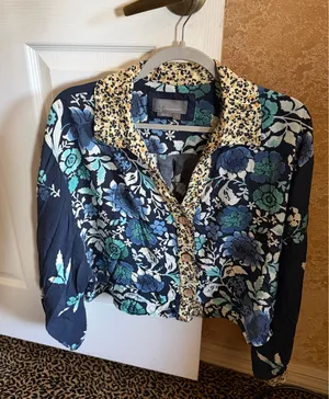 Anthropologie Silky Pajama Mixed Printed Top thumbnail 2