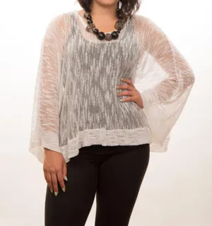 NEW NWT White Wide Arm See Through Shawl thumbnail 1
