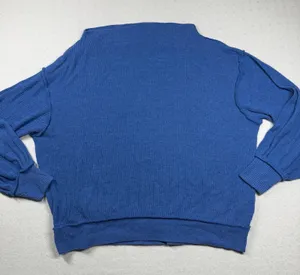 Free People We The Free Women’s Small Blue Ribbed Oversized Pullover Sweatshirt thumbnail 1