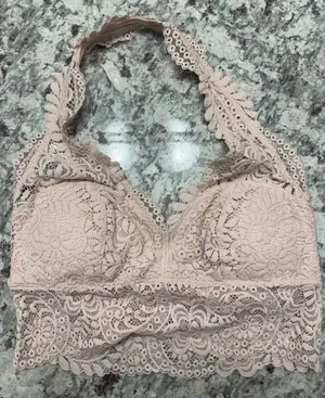 NWOT Aerie Lace Halter Bralette | Feminine Floral Lace Top thumbnail 1