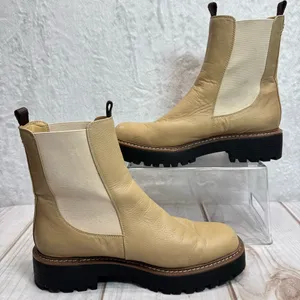 Sam Edelman Combat Boots Laguna Chelsea Waterproof Tan Leather Chunky Heel thumbnail 3