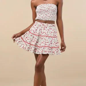 Lulus Cherry print coquette crop top & skirt set S/M thumbnail 4