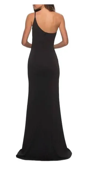 La Femme Women's Black One-Shoulder Formal Gown Size 0 Long Dress thumbnail 2