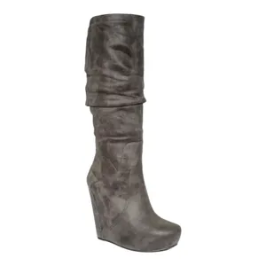 Jessica Simpson‎ Women Gray Faux Leather Slouch Nya Wedge Heel Boots Size 10 thumbnail 2
