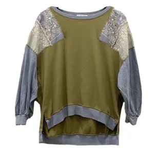 Free People Feelin it Patch Army Green Top M thumbnail 7