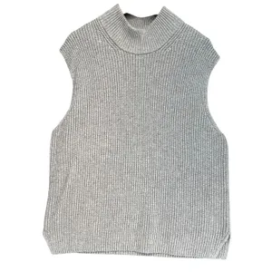 Abercrombie & Fitch Women's Knit‎ Sleeveless Top Mock Neck Gray Sweater Vest XL thumbnail 2