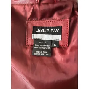 Leslie Fay red leather jacket size small stylish form fitting thumbnail 6
