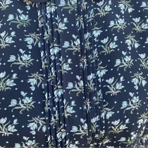Uniqlo Baby Doll 3/4 Sleeve Dress Black Ditsy Floral Peter Pan Collar Size M thumbnail 9