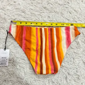 Shade & Shore striped low rise cheeky bikini bottom‎ orange red size XS thumbnail 5