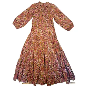 Dear John Dress Womens XS Geometric‎ Maxi 3/4 Sleeve Boho Tiered Layered thumbnail 2