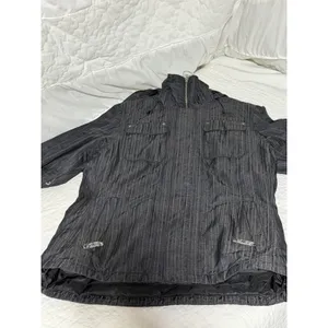 The North Face Womens L/G‎ Insulated Jacket Gray Pinstripe Hooded Zip Up thumbnail 2