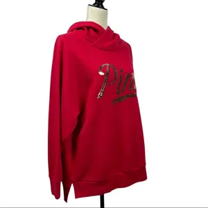 Victoria's Secret PINK Red Sequin hoodie Size M thumbnail 3