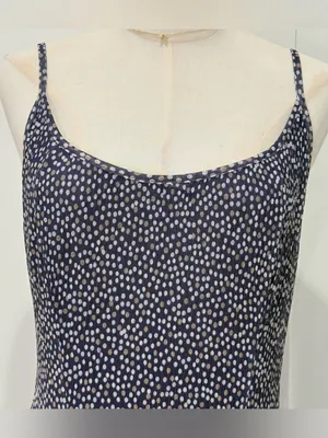Free People Zoey Printed Maxi Dress Large Blue Polka Dot Boho Minimal Vacation thumbnail 8