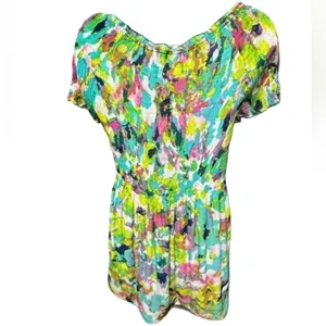 Allison Taylor Water Color Abstract Crinkle Top Size Medium Color Block‎ thumbnail 2