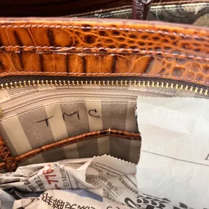 Brahmin Brown‎ Crocodile Print Leather Handbag Classic Purse 10"H x 15"W thumbnail 11