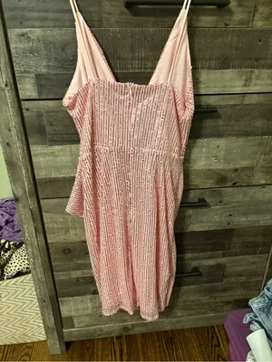 Pink Sequin Draped Cocktail Dress thumbnail 3