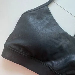 Lululemon Flow Y Bra Nulu Womens 4 Black Shimmer LW2DCQS RFXB Activewear thumbnail 5