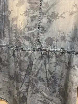 American Eagle Womens Blue Chambray Denim Shirt Dress M Medium 38” Floral READ thumbnail 12