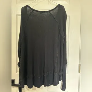We the Free People Black Laguna oversized long sleeve shirt distressed used Med thumbnail 5