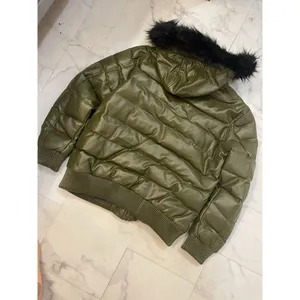 Men's Olive Green Jacket Robert Phillipe Jacket‎ Removeable Fur Hood thumbnail 5