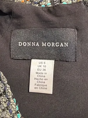 Donna Morgan Sheath Dress Multicolor Striped Tweed Cap Sleeve Fringe Trim Size 6 thumbnail 5