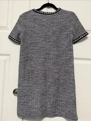 Zara Gray and Black Tweed-Effect Mini Dress thumbnail 9