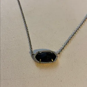 Kendra Scott Elisa Black Opaque Pendant necklace Silver Tone thumbnail 2