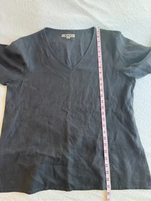 Flax V Pullover Linen Shirt Grey Medium thumbnail 5