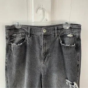 American Eagle 90’s Flare Jeans 10 Distressed Ripped Cotton Grey Pockets Retro thumbnail 3