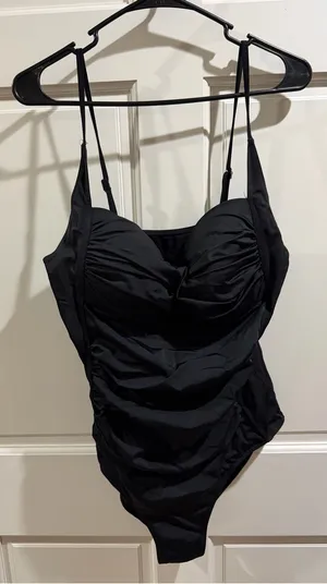 Perona Black Swim Top with Teal Logo Accent thumbnail 1