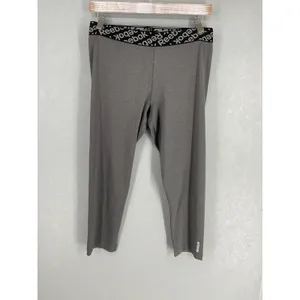 Reebok Womens Leggings Gray Workout Ready PlayDry Logo Waistband Size Medium thumbnail 3