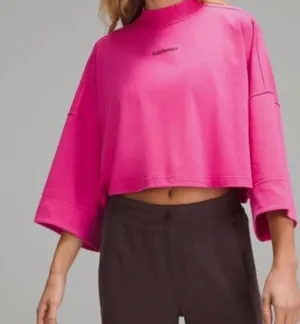 Lululemon Heavyweight Cotton Cropped 3/4 Sleeve Shirt Sonic Pink Women’s xs/s thumbnail 1