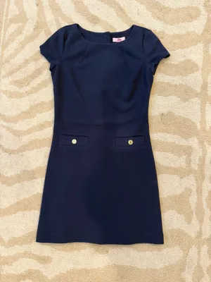 Lilly Pulitzer Layton Navy Ribbed Shift Mini Dress Size XXS thumbnail 4