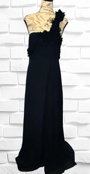 Lulu’s Women’s Size Large Elegant Invite Black Ruffled One-Shoulder Maxi Dress thumbnail 3