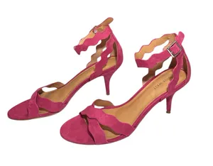 Nine West Fuchsia Pink Suede Scalloped Ankle Strap Heels thumbnail 1