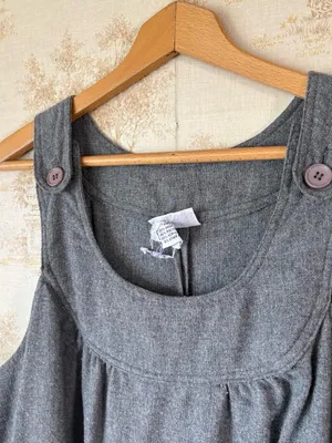 Vintage 70s 80s Miss Joni Grey Wool Blend Pinafore Jumper Dress XL XXL thumbnail 7