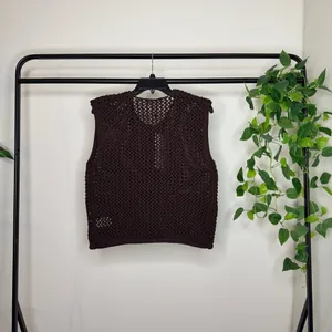 NWT Vigoss Trendy Chocolate Coffee Brown Chunky Knit Sweater Vest L Large NEW thumbnail 3