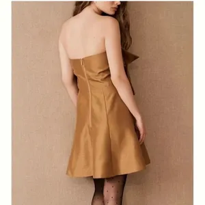 NWT BHLDN Boskemper Ariel Bronze Bow Strapless Mini Dress M thumbnail 10