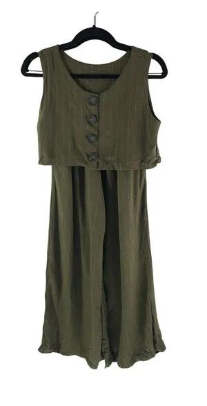 Storets Olive Green Two-Piece Set Sleeveless Crop Top & Wide-Leg Pants Size S/M thumbnail 1