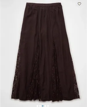 american eagle brown high waisted lace detail maxi skirt thumbnail 3