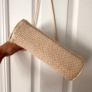 Etienne Aigner Vintage Woven Straw Leather Beige Crossbody Top Zip Bag thumbnail 7