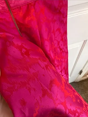 Alice + Olivia Red and Pink Floral Jacquard Sleeveless Dress thumbnail 4