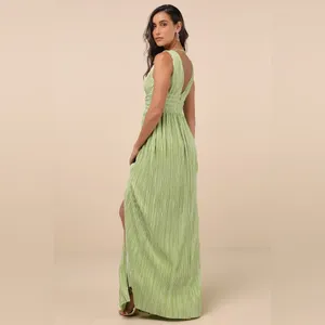 LULU’S Melitta Lime Green Plisse Sash Maxi Dress thumbnail 5