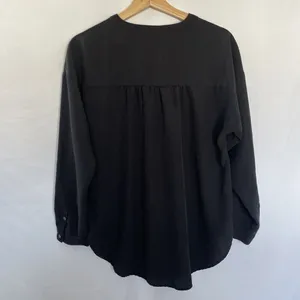 Madewell‎ Womens Black Long Sleeve V-Neck Blouse Medium Polyester & Modal Blend thumbnail 6